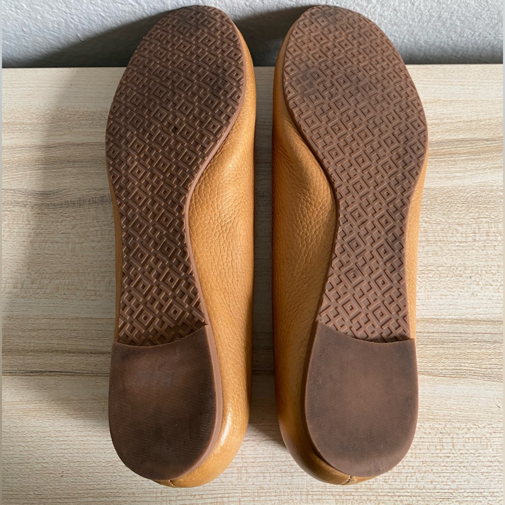 Tory Burch Reva Ballet Flats Leather Royal Tan Size 12 - Picture 13 of 16